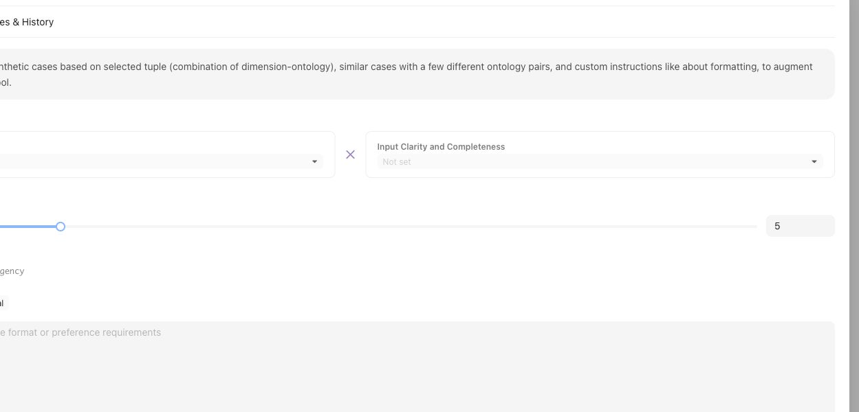 Synthesize by tuple screen with selected ontology dimensions and a comparison benchmark selector.
